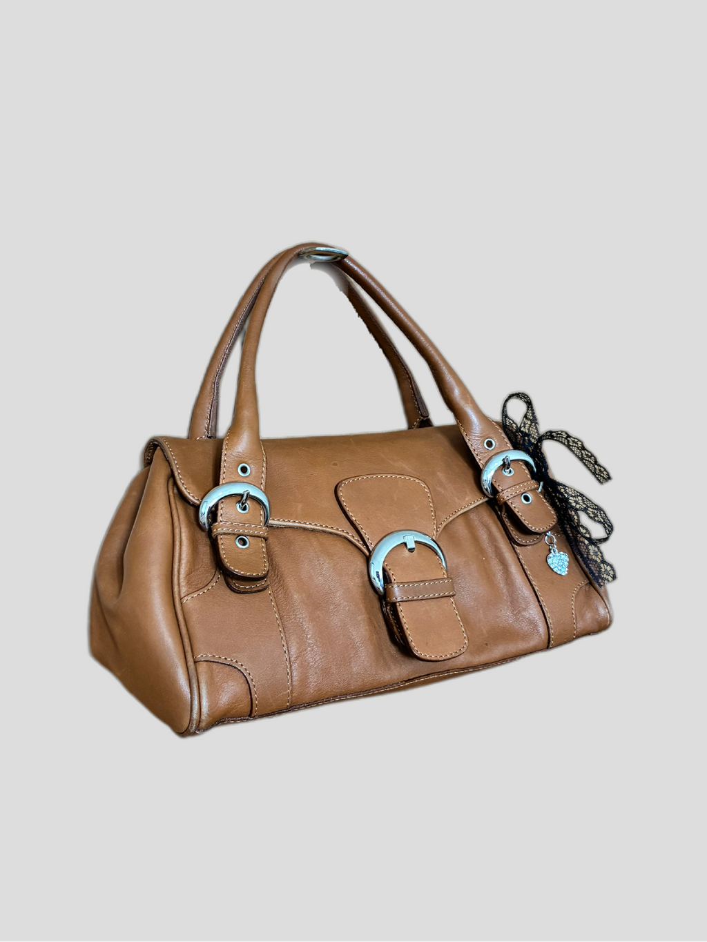 Bolso vintage cuero italiano caramelo Barrokha