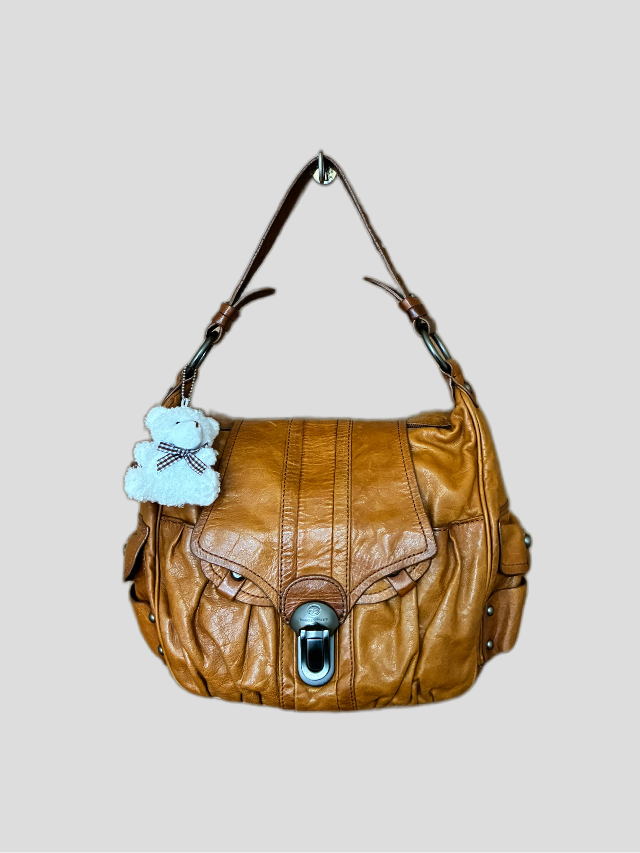 Francesco Biasia Barrokha camel leather vintage bag