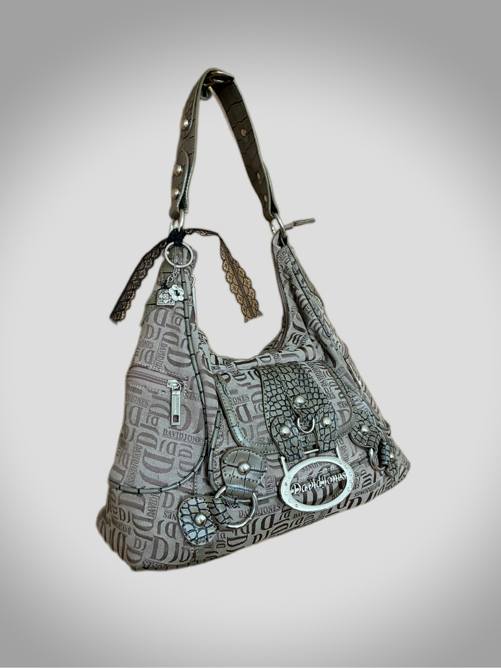 Bolso vintage David Jones hobo monogram Barrokha