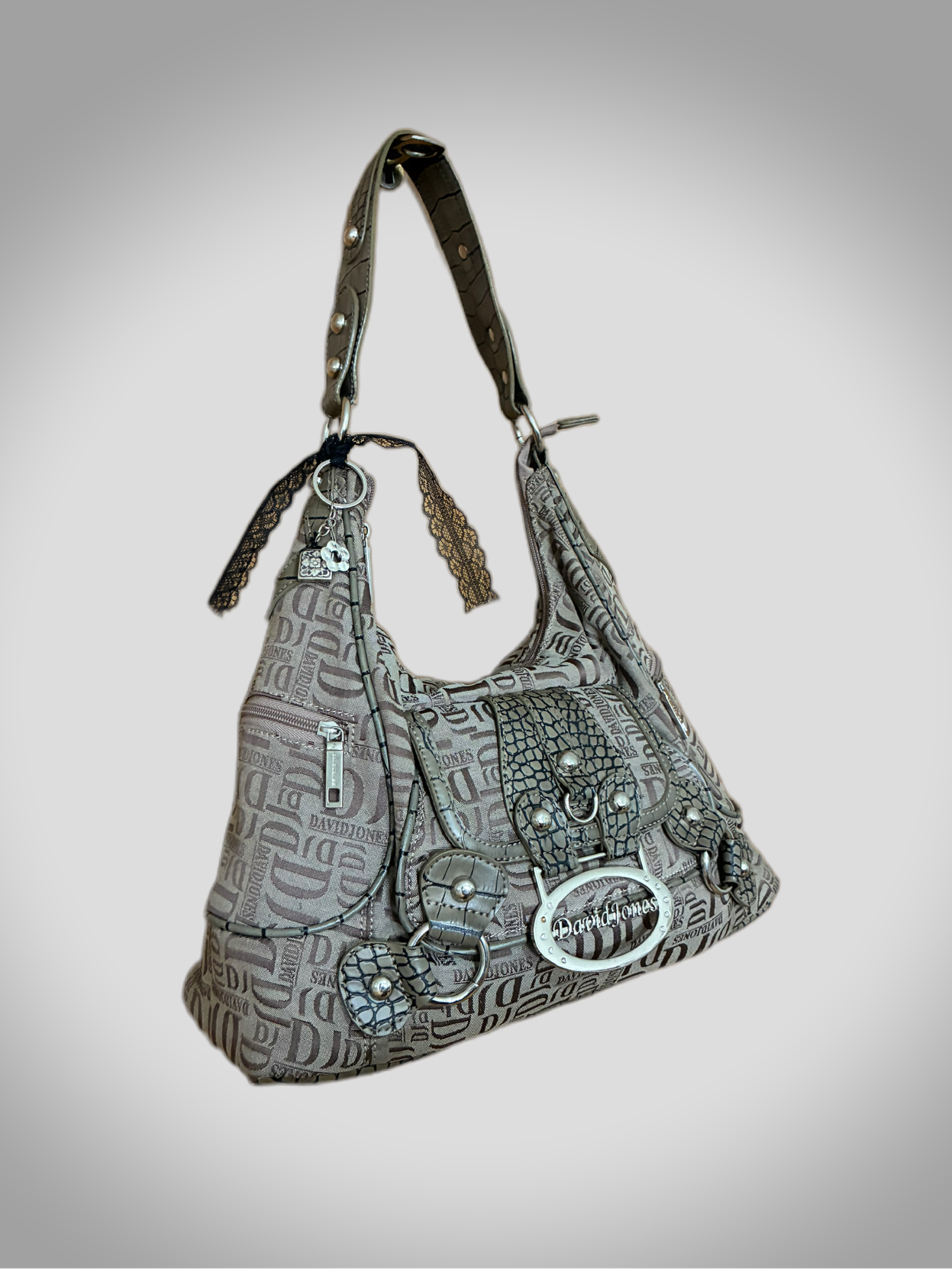 Bolso vintage David Jones hobo monogram Barrokha