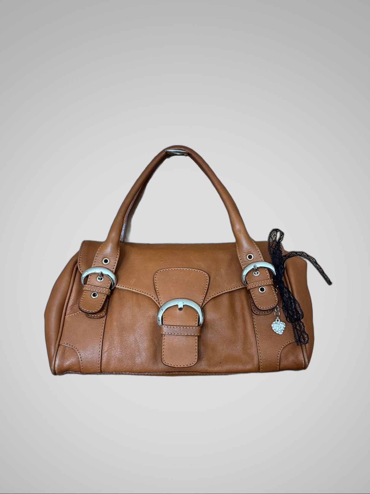 Bolso vintage cuero italiano caramelo Barrokha