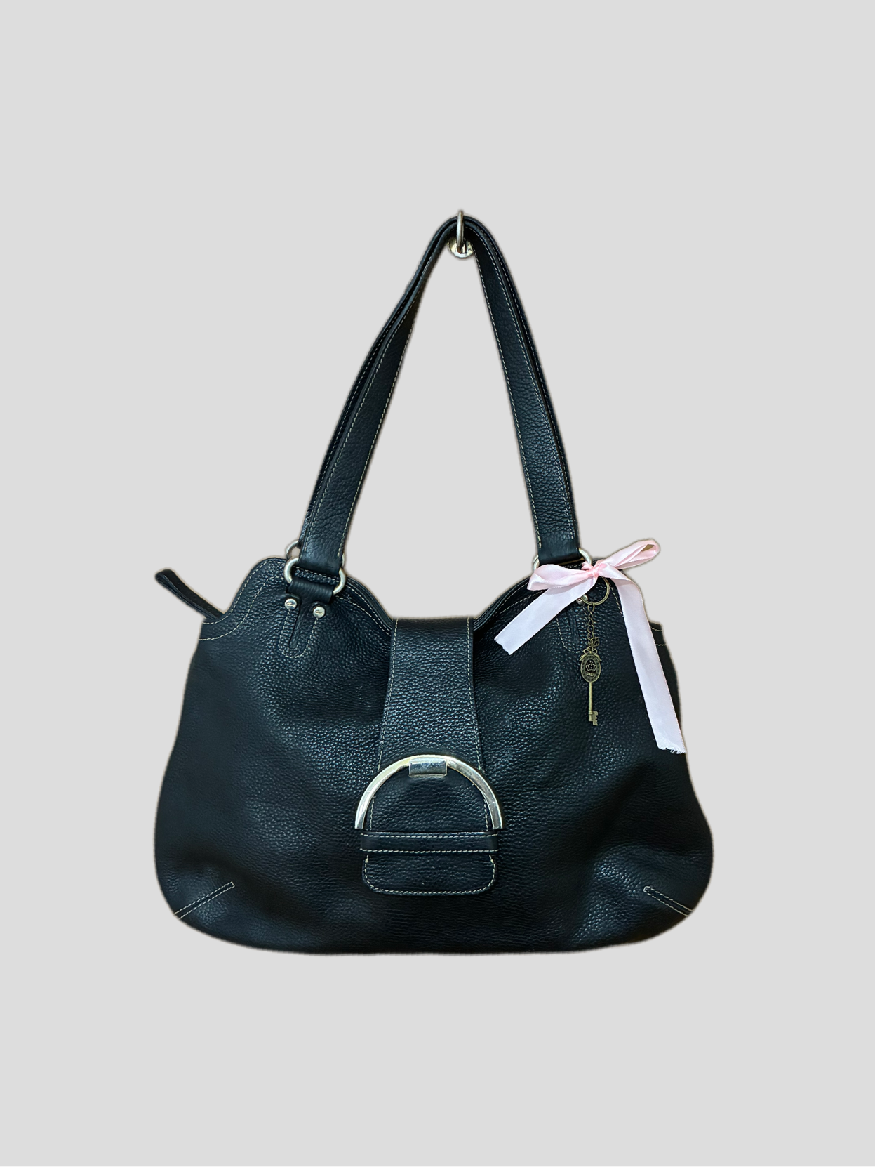 Vintage leather bag with Cats buckle