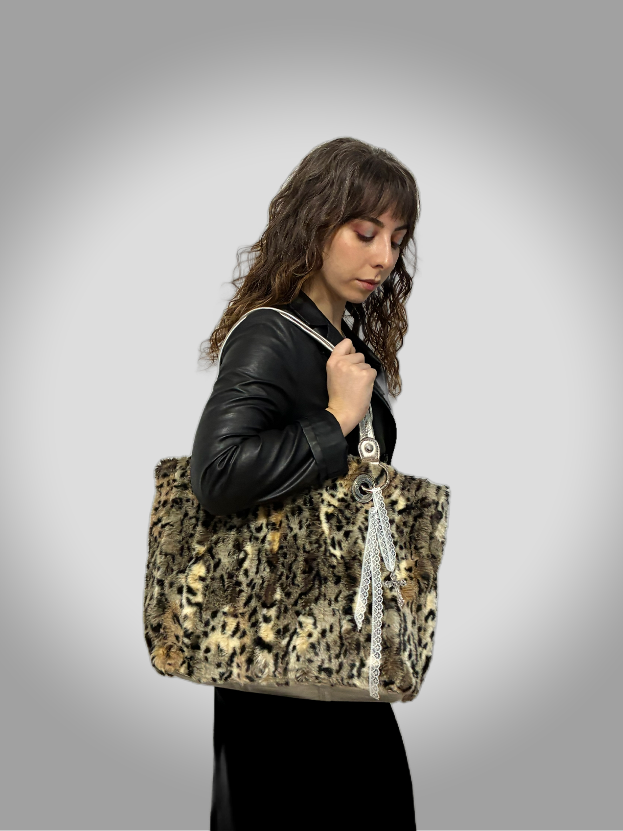 Vintage fur animal print B.Makowsky Barrokha bag