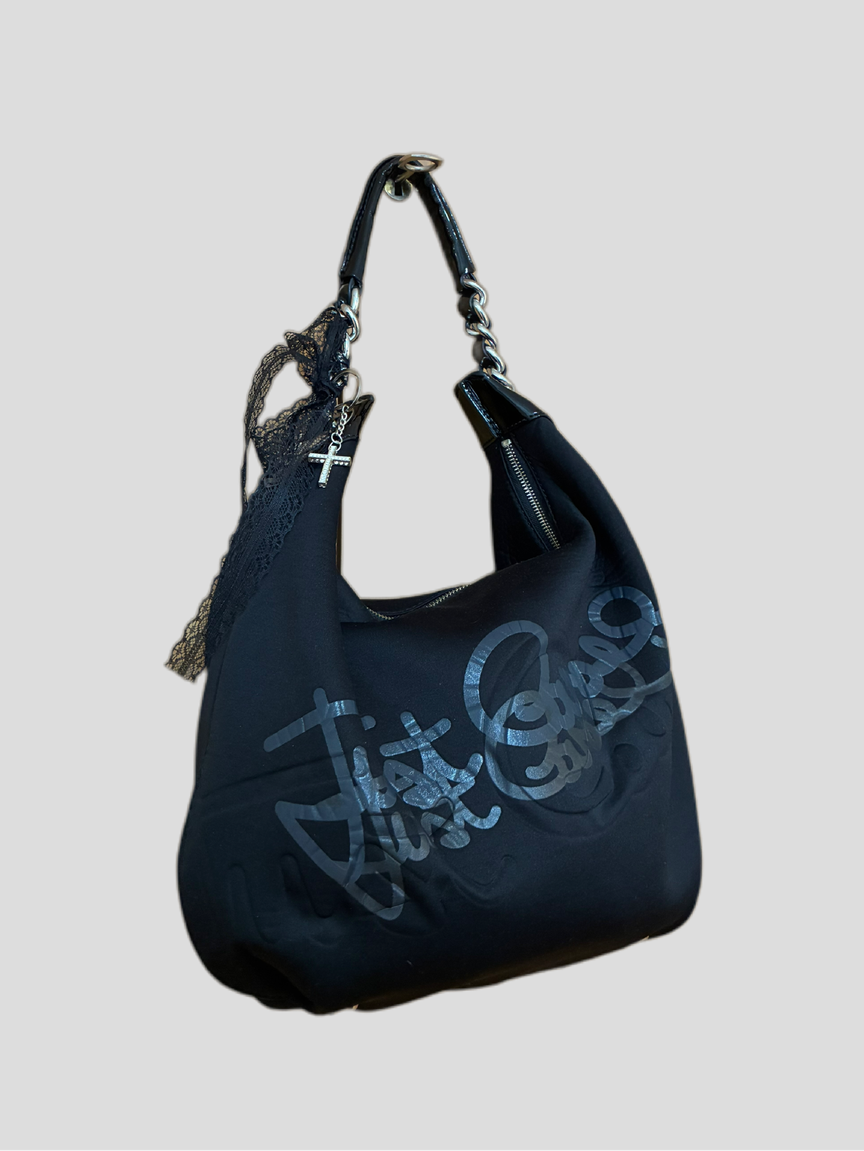 Vintage grunge black bag Just Cavalli Barrokha