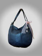 Barrokha vintage genuine leather handbag in deep blue