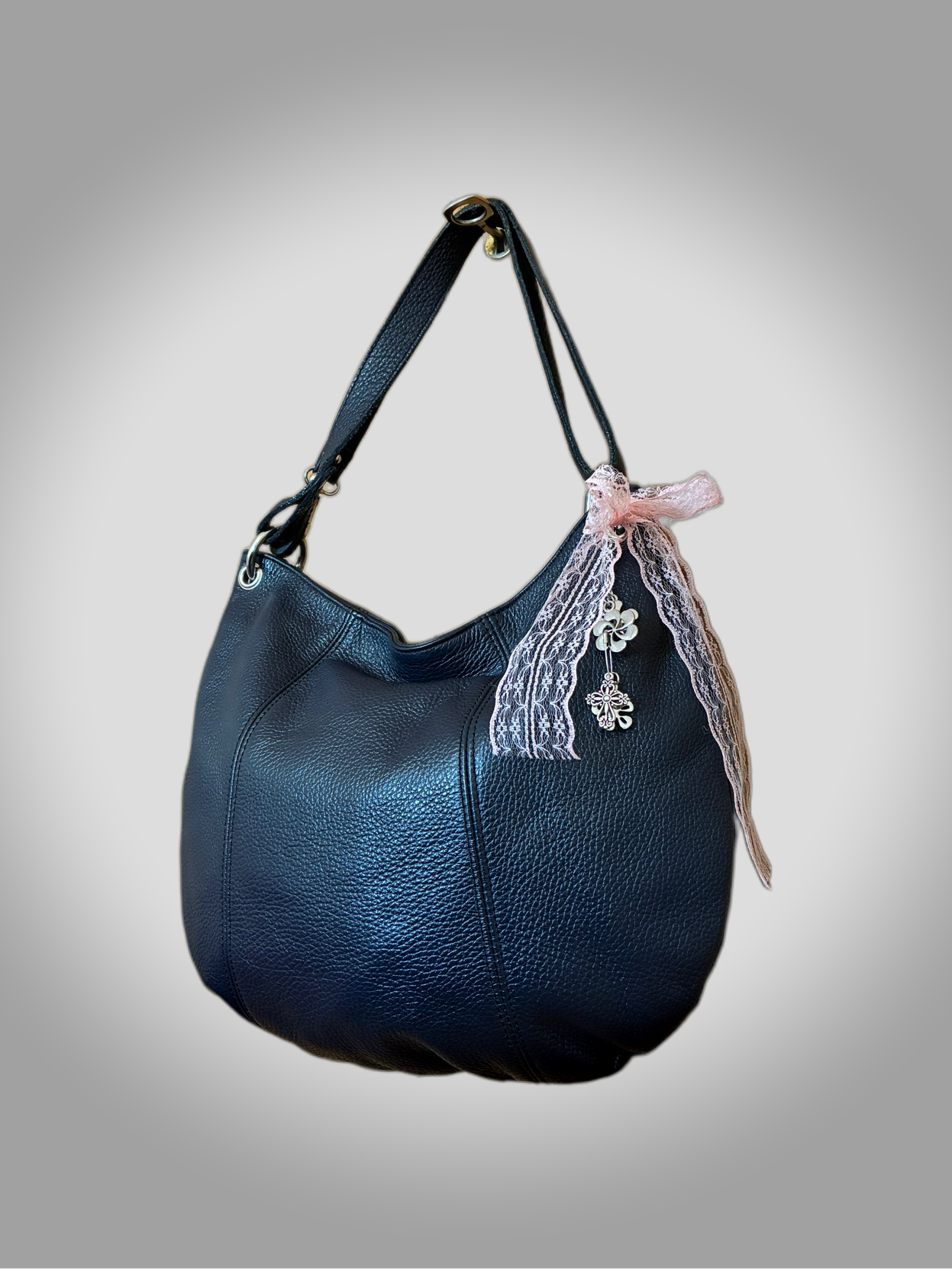 Barrokha vintage genuine leather handbag in deep blue