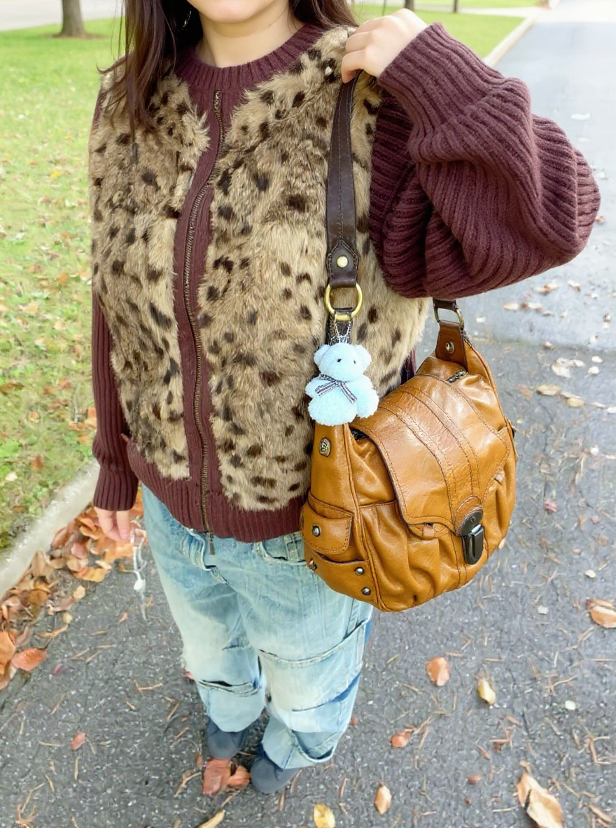 Francesco Biasia Barrokha camel leather vintage bag