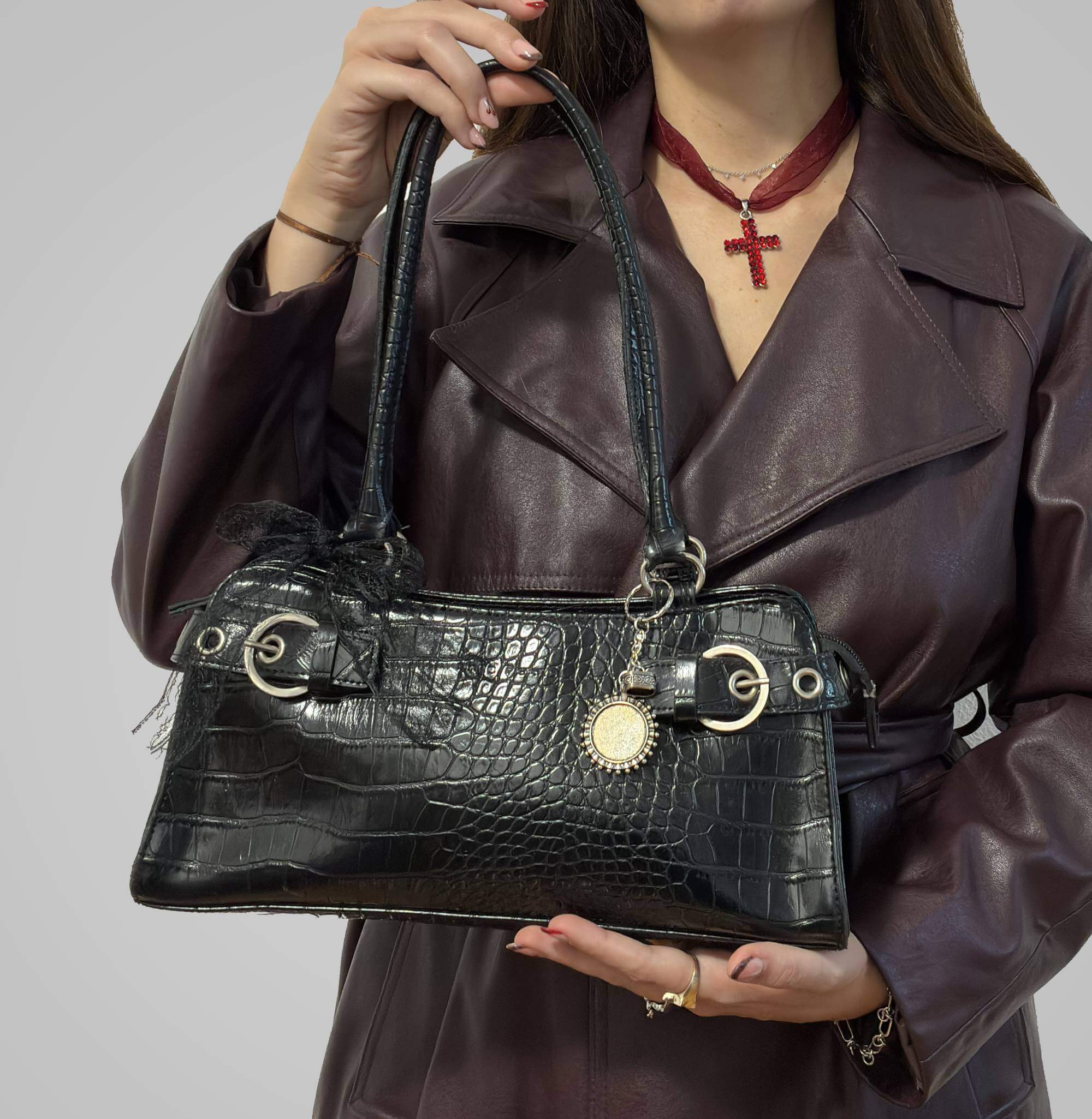 Bolso Marc Picard Croco Noir