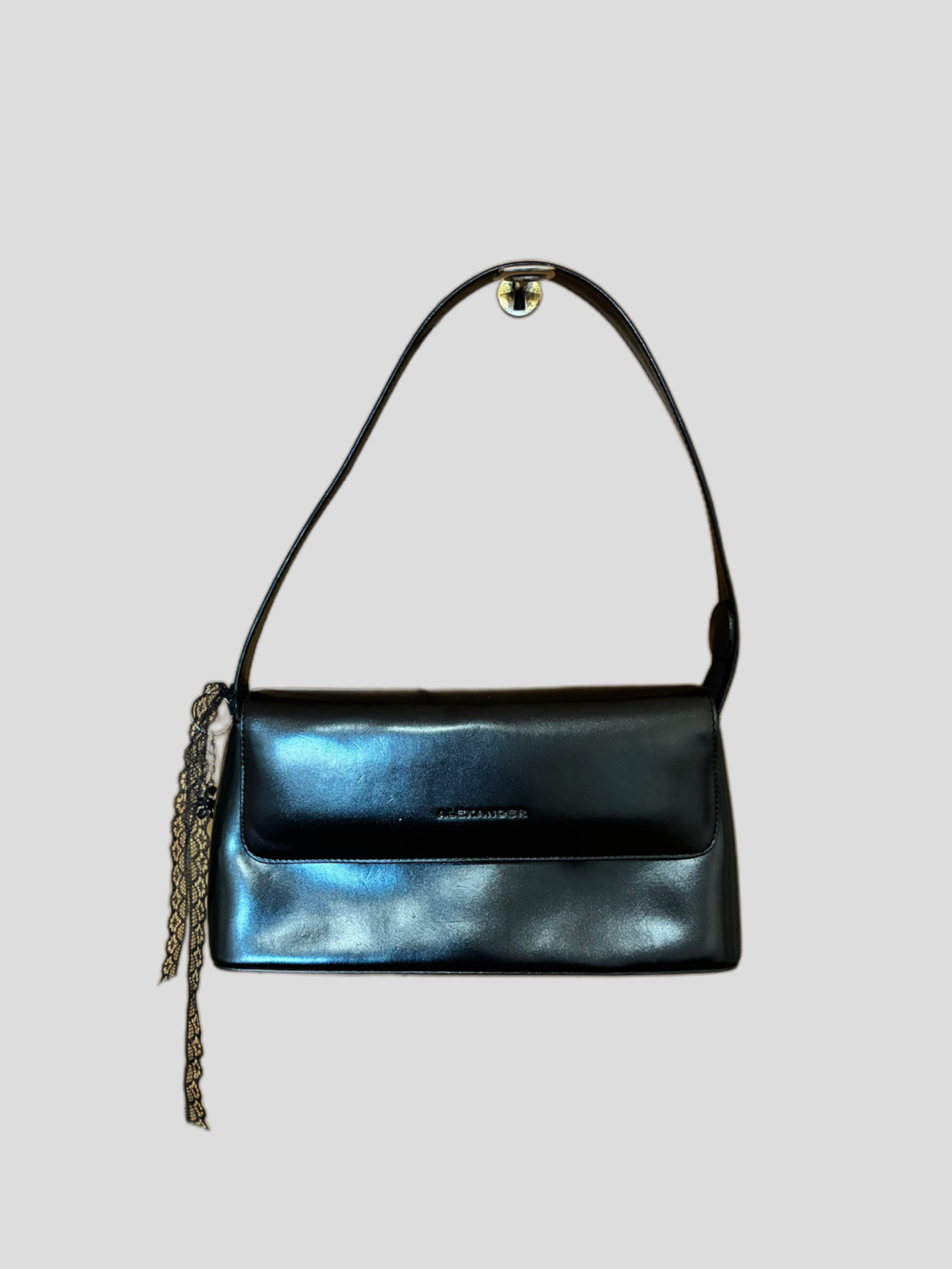 Vintage Alexander bag, black, Baroque-engraved