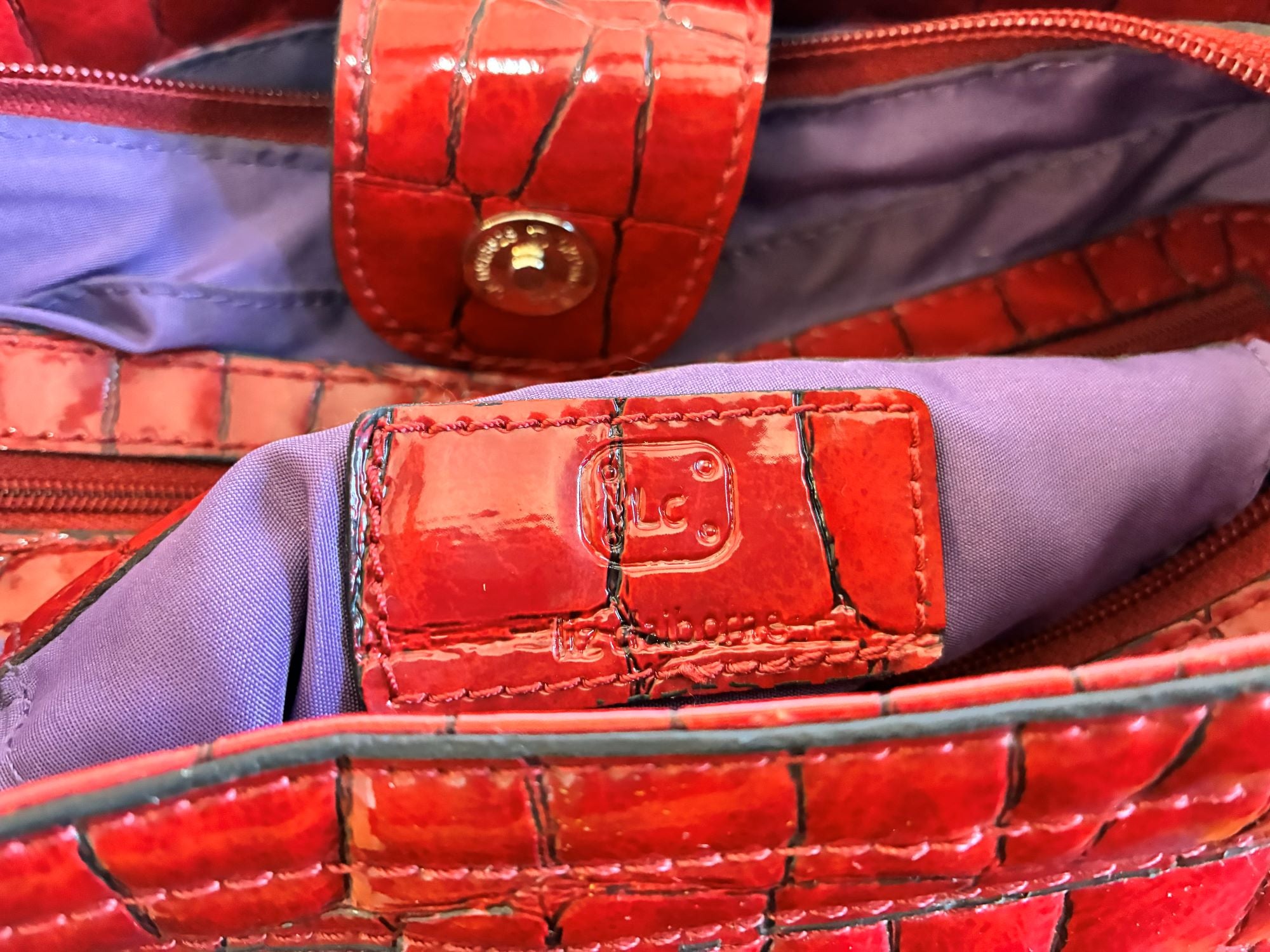 Bolso Vintage Red Croc Liz Claiborne | Barrokha