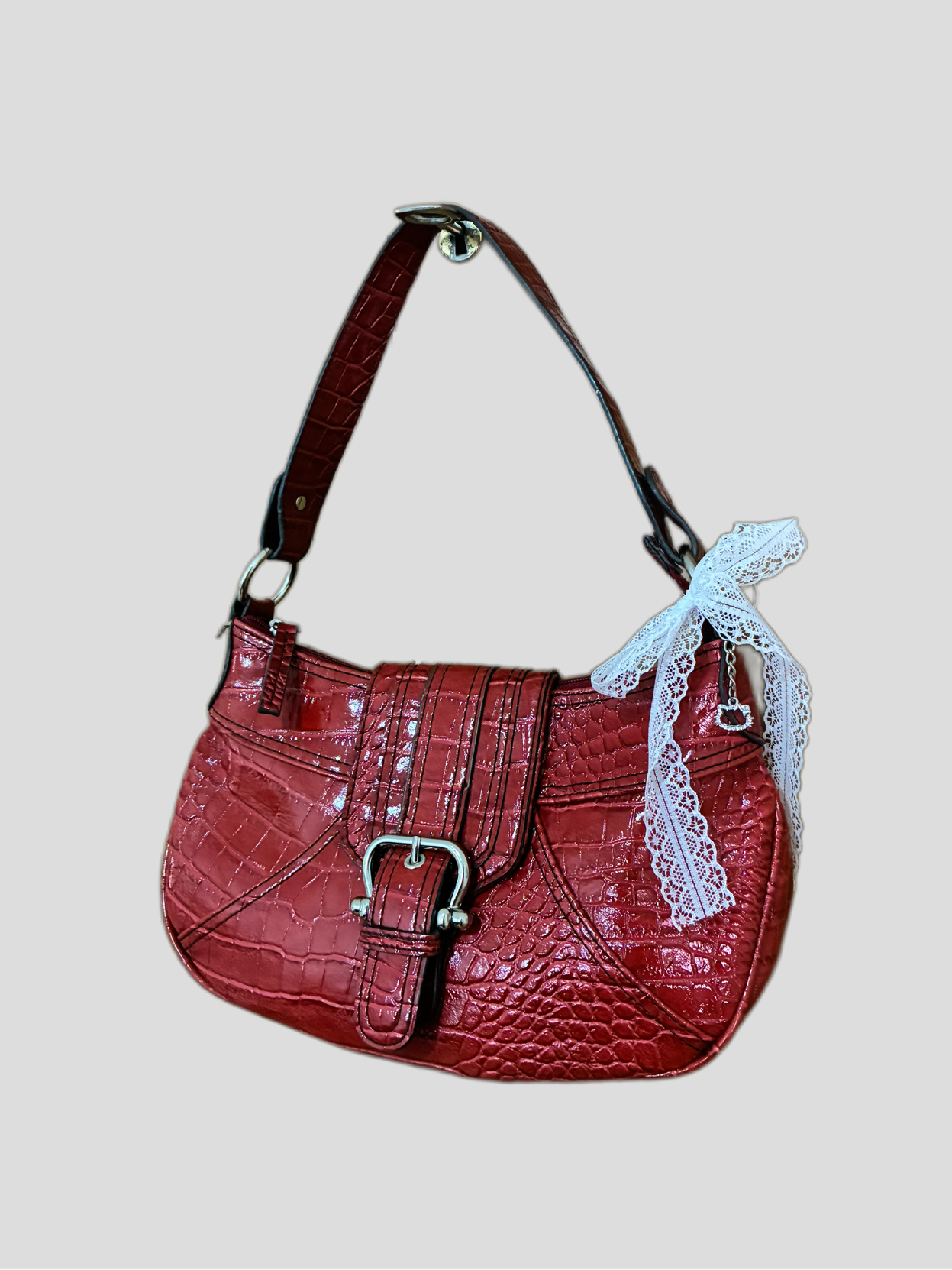 Barrokha red croc vintage bag